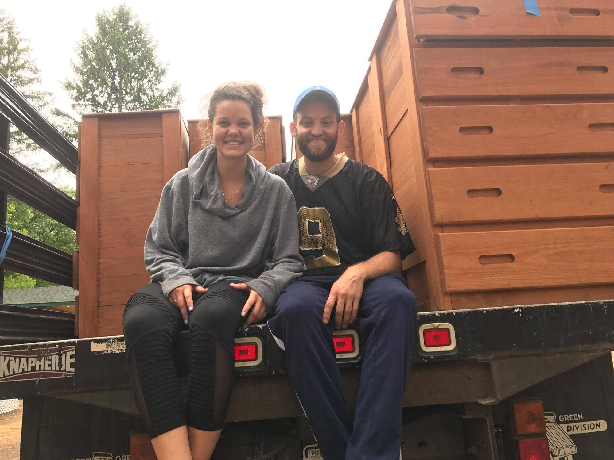 Faith came to Camp for one day to help Patrick and crew move like. 100 dressers from one side of Camp to the other. It was fun...kind of.