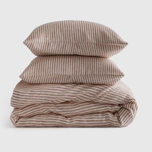 Linen Duvet Cover Set | Quince in Terracotta/White Stripe