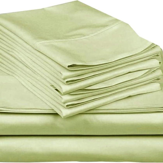 Mattress-Homes 6 Piece King Sheet Set, Hotel Luxury Collection, 100% Egyptian Cotton, 18 Inch Deep Pocket Fitted Sheet, Soft & Cool, Breathable Bedding with 4 Pillowcases in Sage Solid