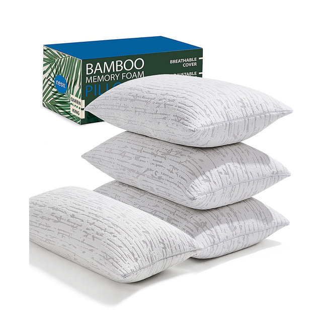Nestl Adjustable Support Shredded Memory Foam 4-Pack Pillow, Standard/Queen