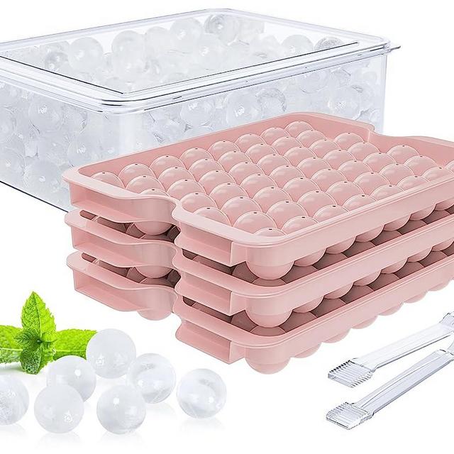 Korlon Round Ice Cube Molds, Circle Ice Cube Trays, 159 PCS X 1.0 IN Ice Cube Tray with Lid and Bin for Freezer Ice Container Making Sphere Ice Chilling Cocktail Whiskey Tea & Coffee