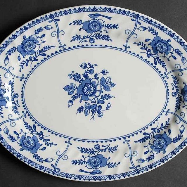 11" Oval Serving Platter Indies Blue by Johnson Brothers