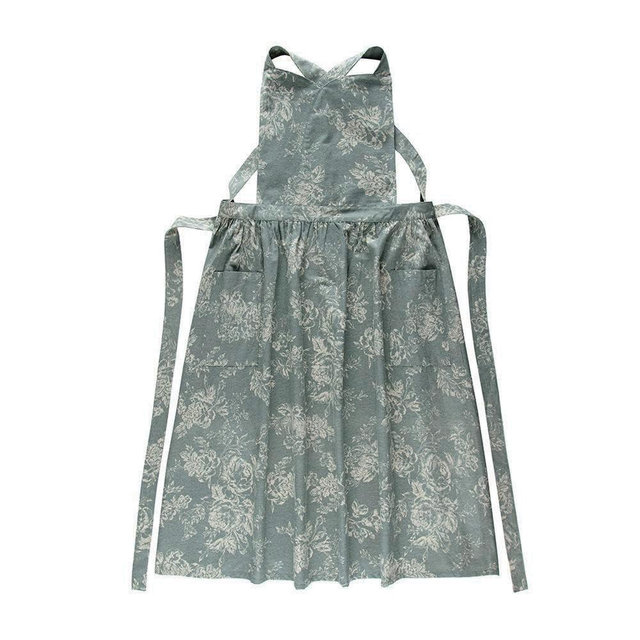 TXLFRO Floral Cotton Waterproof Adult Kitchen Apron Adjustable Cooking Baking Garden Chef Apron with Pocket