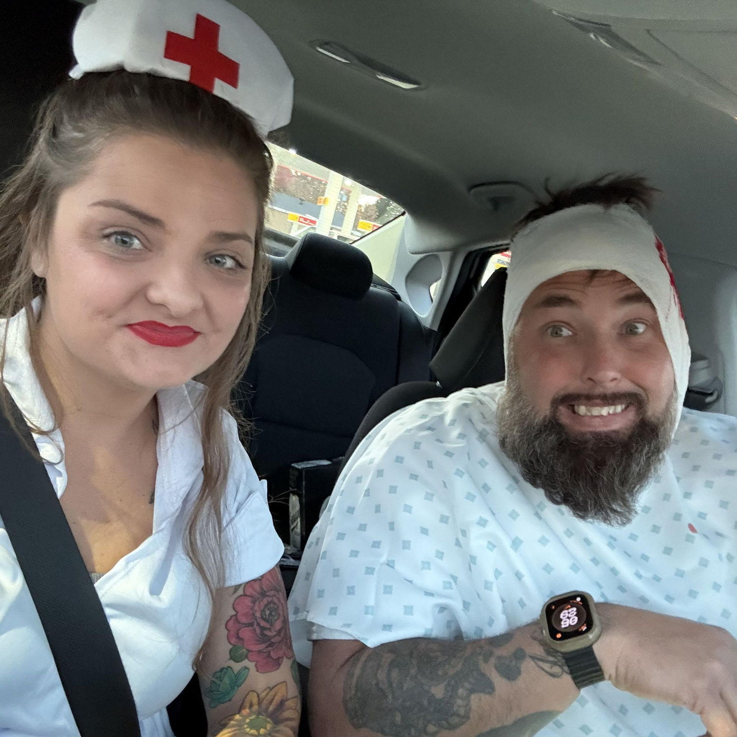 Nurse with his crazy patient