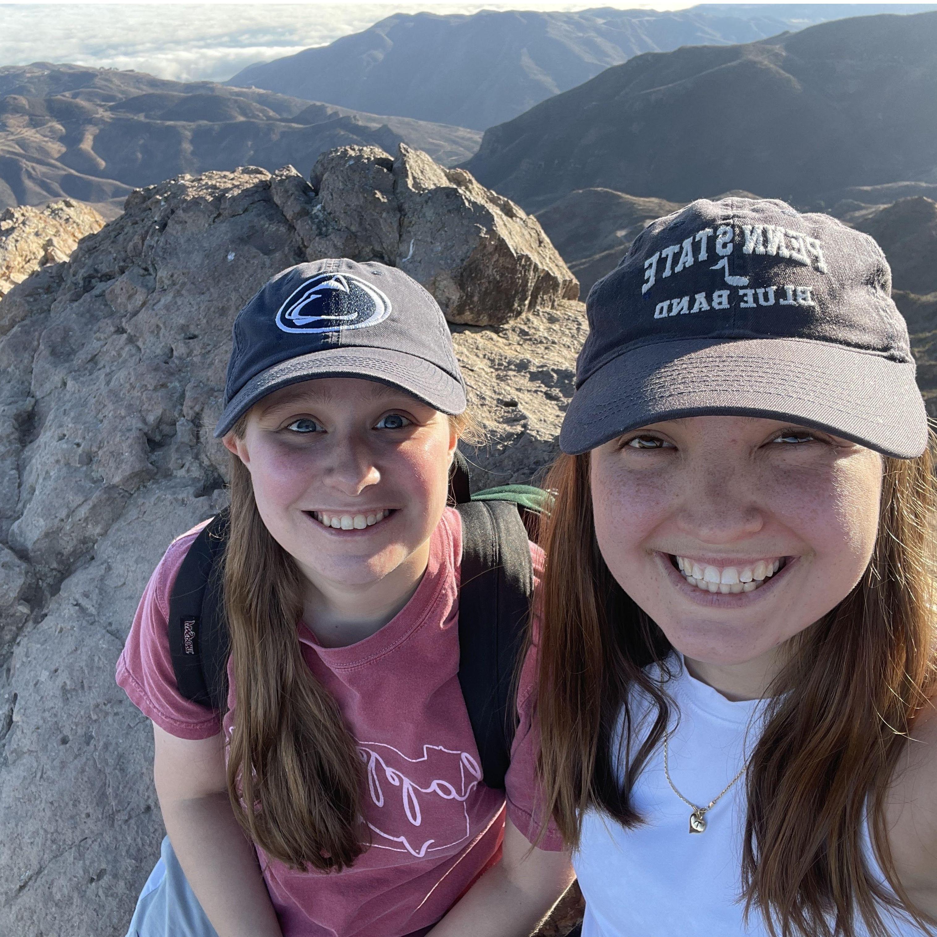 Mandi may or may not have been having a panic attack during this photo, but we made it to the top! Santa Monica Mountains - Sandstone Peak