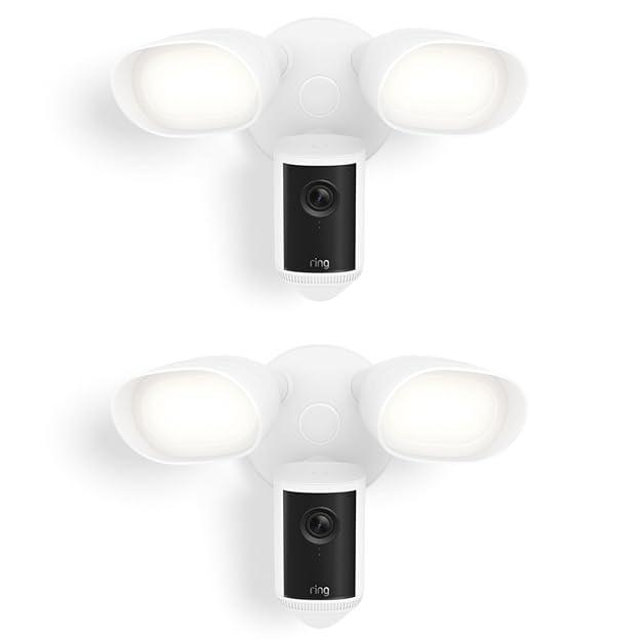 Ring Floodlight Cam Pro (newest model) — Retinal 4K with wide-angle video, 10x Enhanced Zoom, and 2000 Lumen Floodlights, 2-pack, White