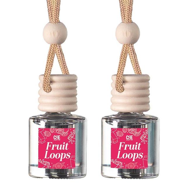 CE CRAFT Car Air Freshener Diffuser, Fruit Loops, 2 Pack Air Deodorizer for Essential Oils, Long Lasting Car Diffuser Bottle, Reusable Jar, Multicolor