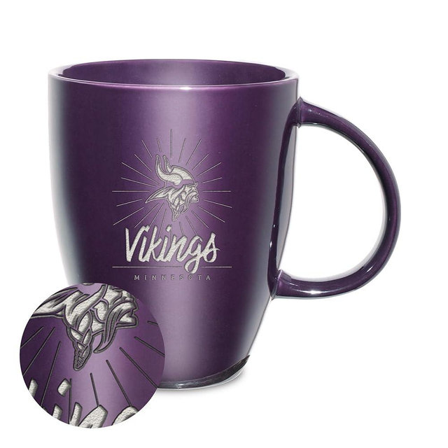Rico Industries NFL Football Sunburst 18oz Laser Engraved Ceramic Lustre Mug