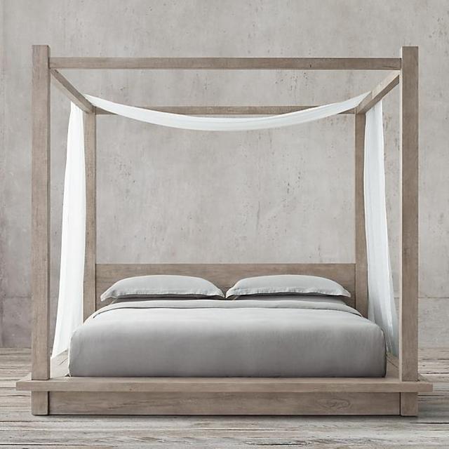 Sheer Belgian Linen Bed Swag