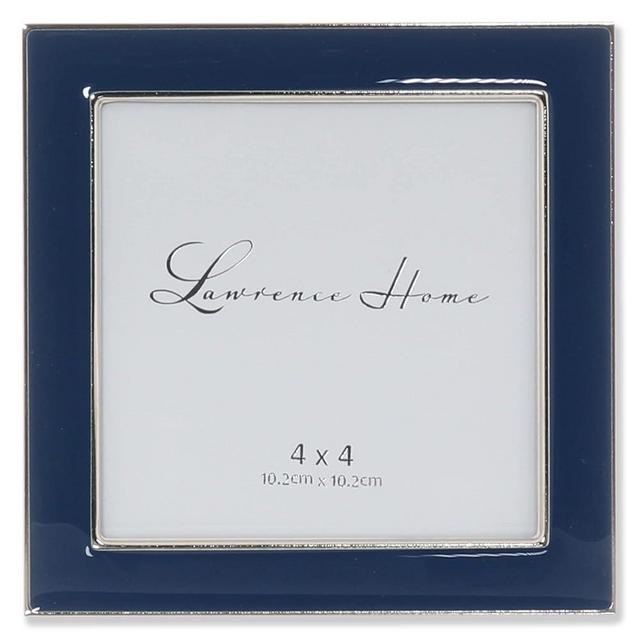 4x4 Silver Metal and Navy Blue Enamel Picture Frame