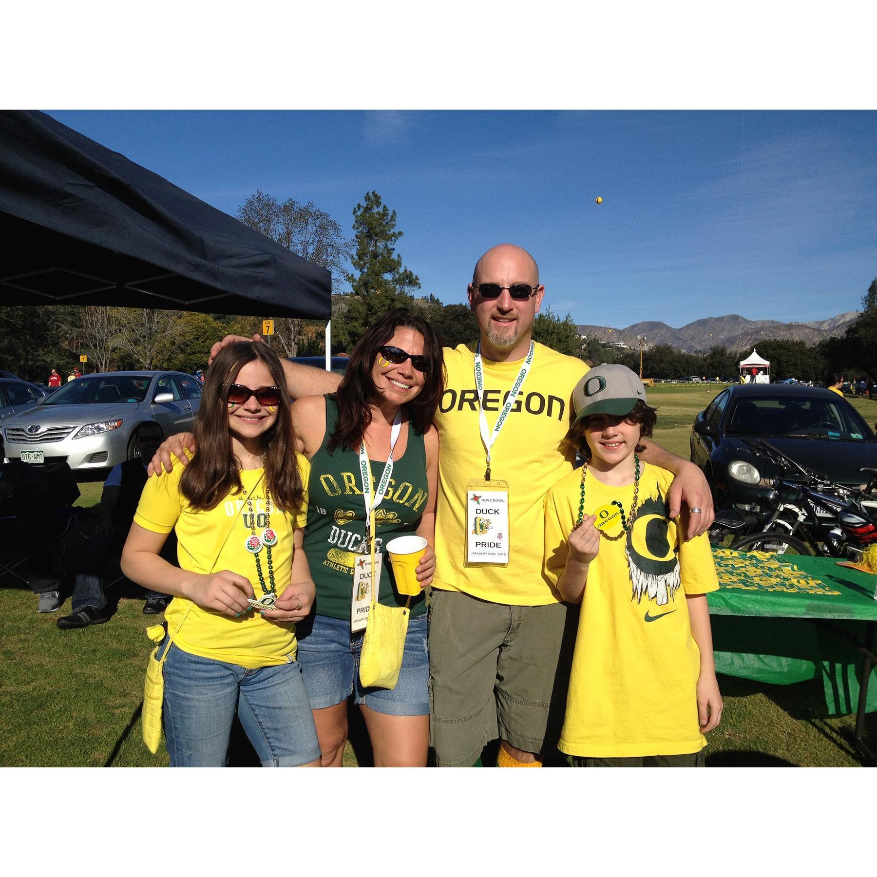 The 2012 Rose Bowl trip with the family was amazing, and the Ducks won. Couldn't have been happier.