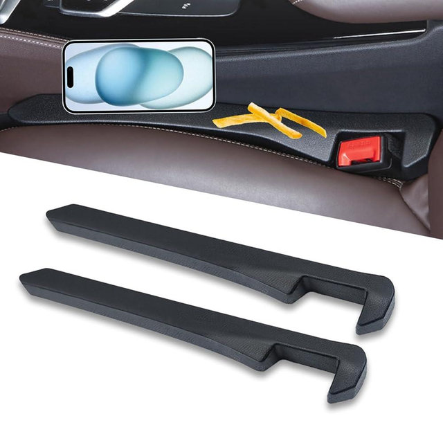 Homaupt Car Seat Gap Filler, 2 Pack PU Leather Fill The Gap Between Seat and Center Console, Seat Crevice Blocker Stop Things from Dropping, Universal Vehicle Interior Accessories for Car SUV Black
