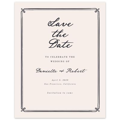 Beige Bordered Wedding Digital Save the Date - Elspeth Portrait