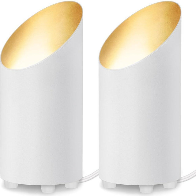 SUNVIE 2 Pack Uplighting Indoor Floor Can Light, Up Lights Indoor with 2700K LED GU10 Bulbs, 5W Uplights Indoor Floor Spot Lights Indoor for Home Accent Lighting, 5.9 FT Plug Cord & Foot Switch