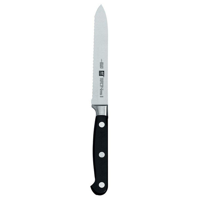 Zwilling J.A. Henckels Professional S Serrated Utility Knife, 5", Black/Stainless Steel