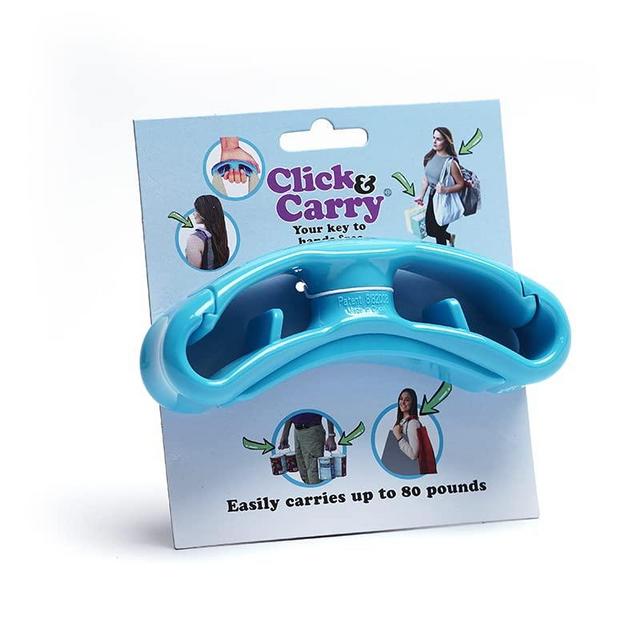 Click & Carry Grocery Bag Carrier, 1 Pack, Blue - As seen on Shark Tank, Soft Cushion Grip, Hands Free Grocery Bag Carrier, Plastic Bag Holder, Haul Sports Gear, Click and Carry with Ease
