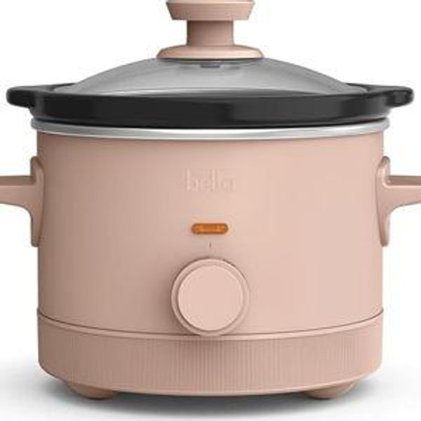 bella 1.5 Qt Slow Cooker with 3 Heat Manual Control, Ceramic Nonstick Coating, Dishwasher Safe Stoneware Pot and Tempered Glass Lid, Tangle Free Cord Wrap & Cool Touch Handles, Blossom
