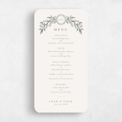 Green Rounded Wedding Menu - Heliconia