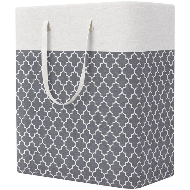 StorageRight Laundry Basket Hamper Large Collapsible Laundry Hamper with Easy Carry Handles，Freestanding Clothes Hampers for Laundry, Bedroom, Dorm, Clothes, Towels, 100L, Clover Grey