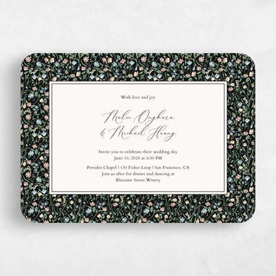 Black Rounded Wedding Invitation - Ariella Landscape