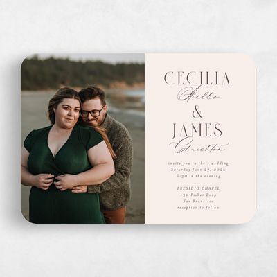 Beige Rounded Wedding Invitation - Shahira Photo