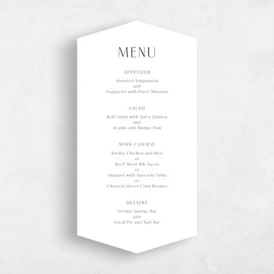White Diamond Wedding Menu - Paloma
