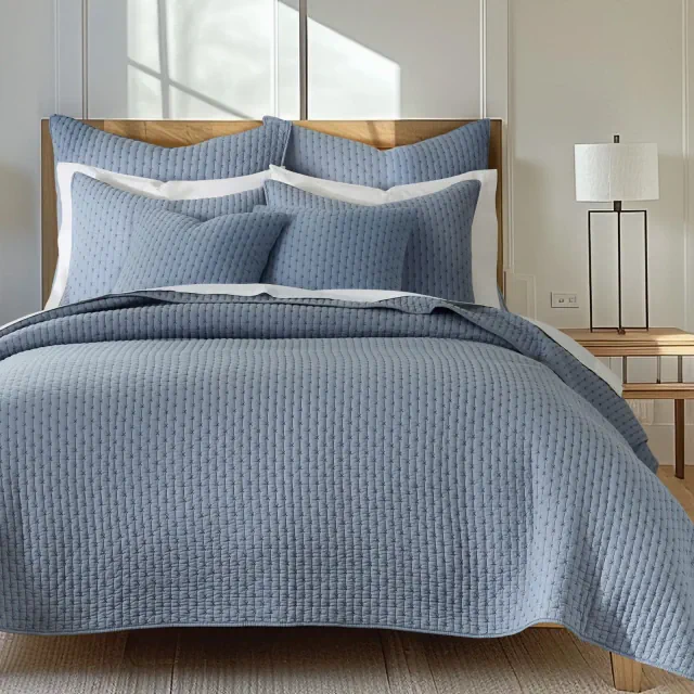 Cross Stitch Chambray Full/Queen Quilt Set - Levtex Home