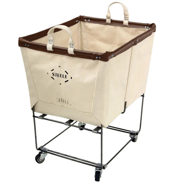 Canvas Laundry Truck - BROWN LEATHER
