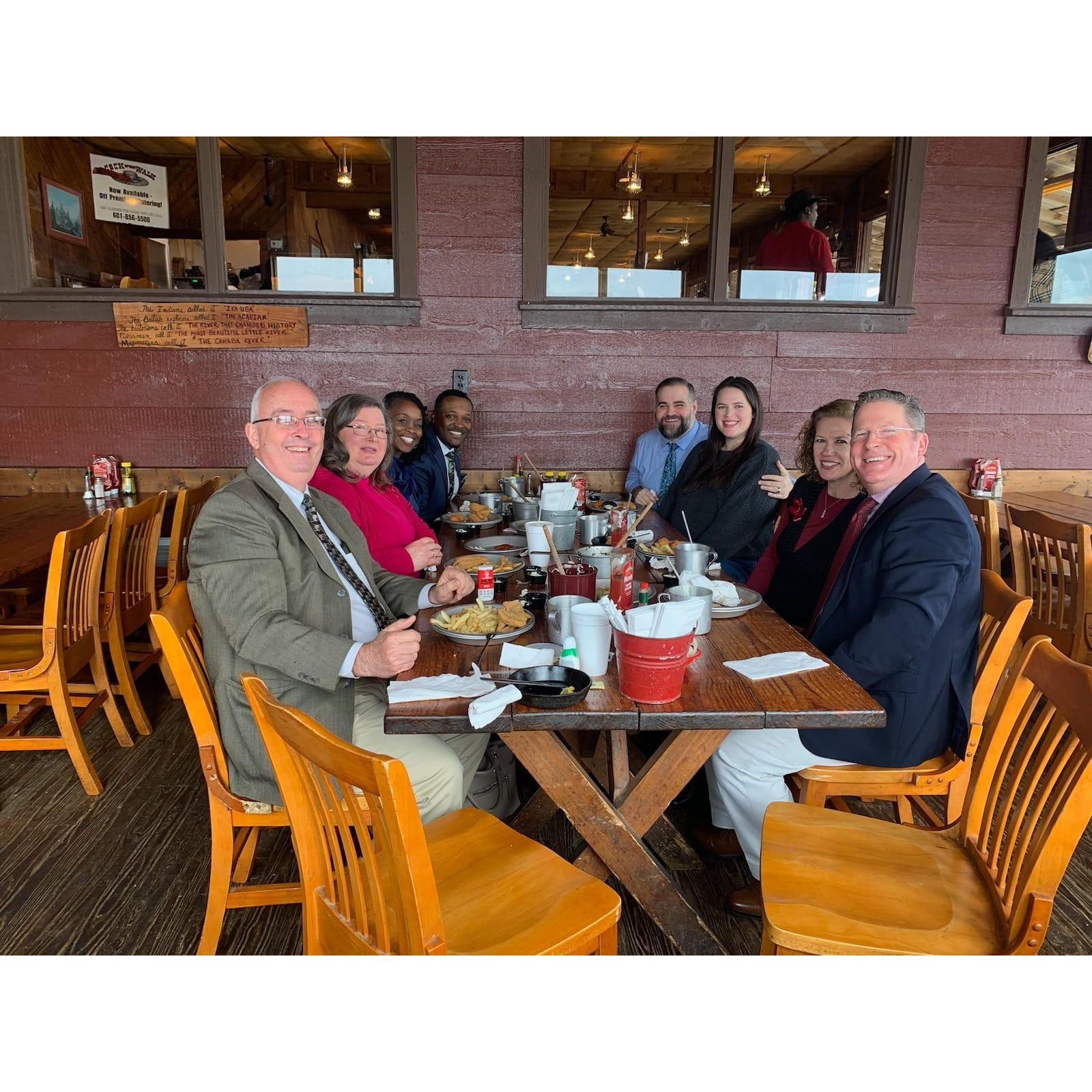 After service lunch with friends from Quinton's congregation.