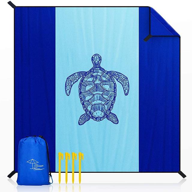 OCOOPA Beach Blanket Marine Life Series, 10'X 9' Extra Large, Soft and Durable Material, Sand Free Waterproof, Light Weight and Portable, Perfect for Travel Camping, Beach Vocation, Sea Turtle