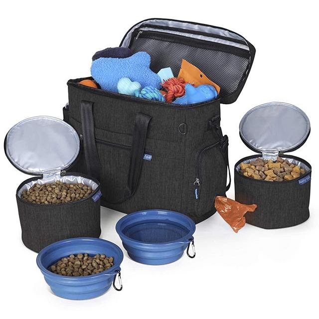 Dog Travel Bag for Supplies - Make Travel Easier with Our Dog Bag for Travel - Includes Pet Travel Bag Organizer, 2 Collapsible Dog Bowls, 2 Dog Food Travel Bag - Dog Travel Bags for Dogs on The Go