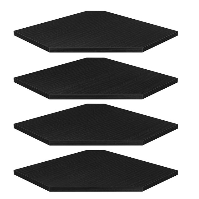 Homode Corner Floating Shelves, Corner Shelves Wall Mounted with Cord Hole, 4 Tier Diamond Shape Corner Hanging Shelving for Wall Storage, for Cable Box, TV Cords, Books, Plants, Black