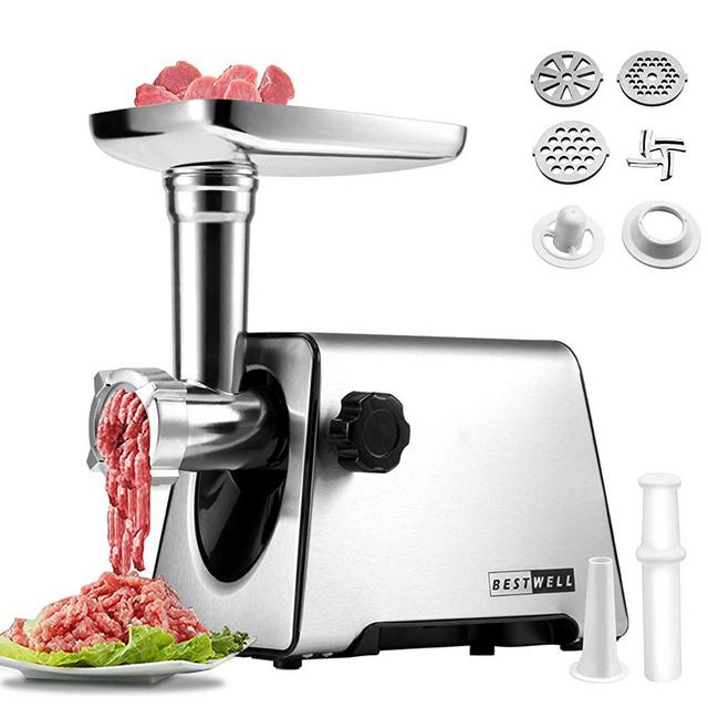 Meat Grinder, Meat Grinders,Sausage Maker,Electric Food Meat Grinder,350W[2800W Max],Stainless Steel Meat Mincer & Sausage Stuffer,3 Stainless Steel Grinding Plates,Sausage & Kubbe Kit for Home Kitchen & Commercial Using.