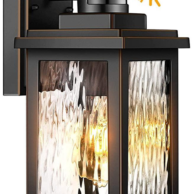 Motion Sensor Outdoor Lights Wall Mount, Dusk to Dawn Exterior Light Fixture ,100% Anti-Rust Aluminum Waterproof Porch Light Outside Wall Lights for House, Black Wall Sconce Lanterns with Water Glass