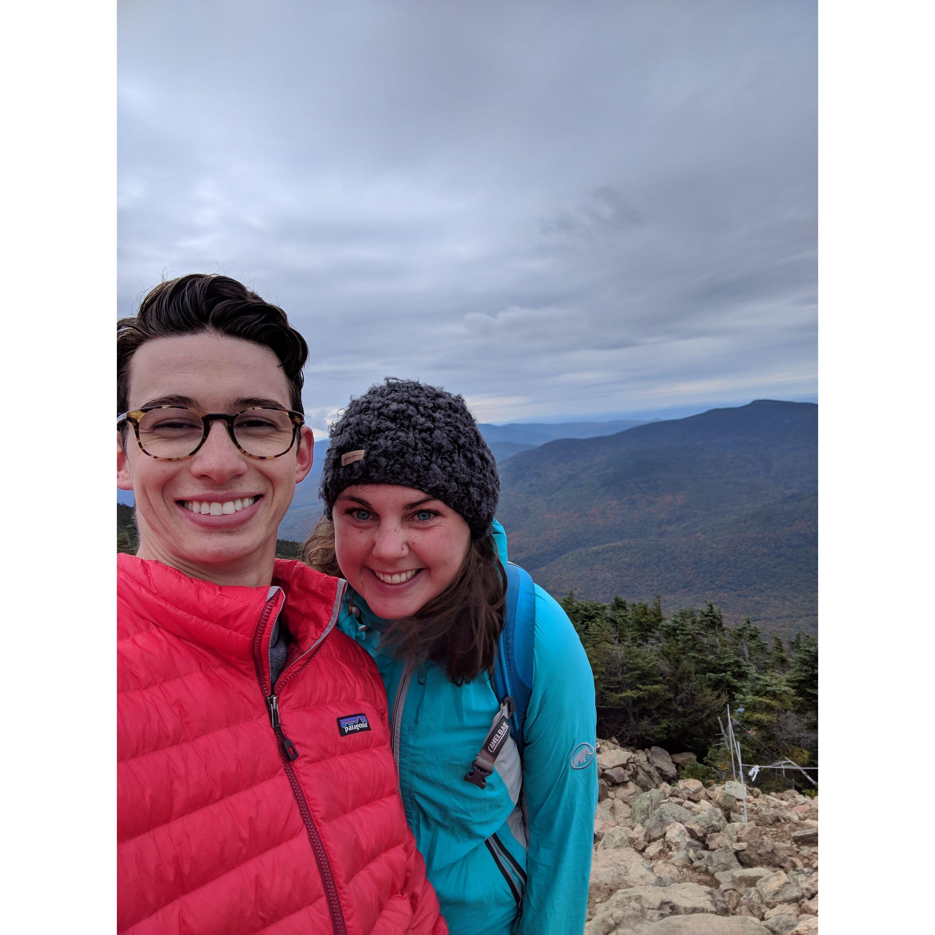 On the top of mount Lafayette, the first camping trip we ever took together!