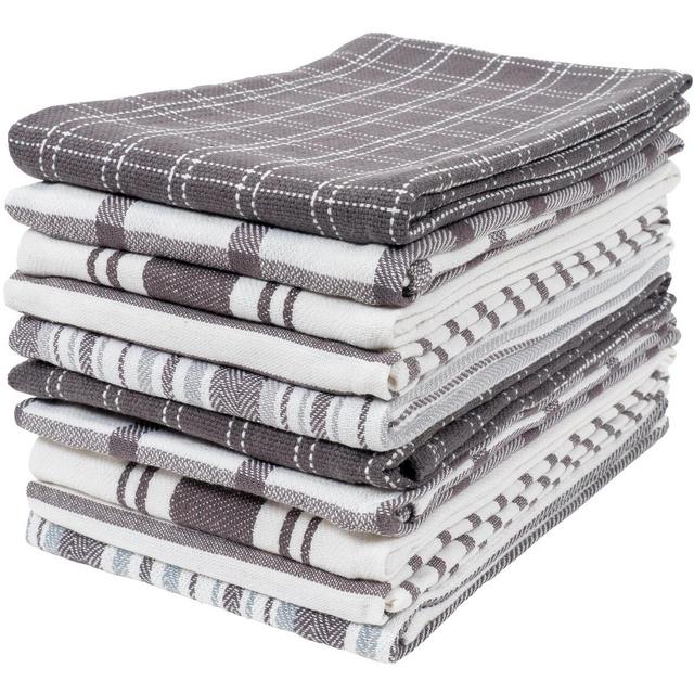 KAF Home Assorted Flat Kitchen Towels | Set of 10 Dish Towels, 100% Cotton - 18 x 28 inches | Ultra Absorbent Soft Kitchen Tea Towels