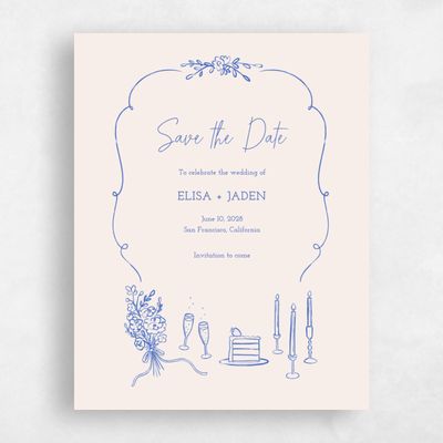 Blue Simple Wedding Save the Date - Finley Portrait