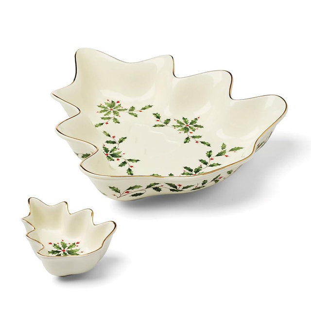 Lenox 898187 Holiday Tree Chip & Dip Set, Christmas Dishes, Festive Serveware