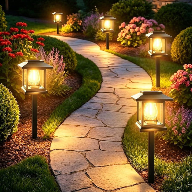 Bensack 14-Pack Solar Pathway Lights - High-Efficiency Polycrystalline Panels for All-Night Glow - IP65 Waterproof Outdoor Landscape Lighting for Garden, Walkway & Driveway Security (Black)