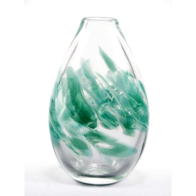 Flat Crushed Wedding Glass Vase (Green)