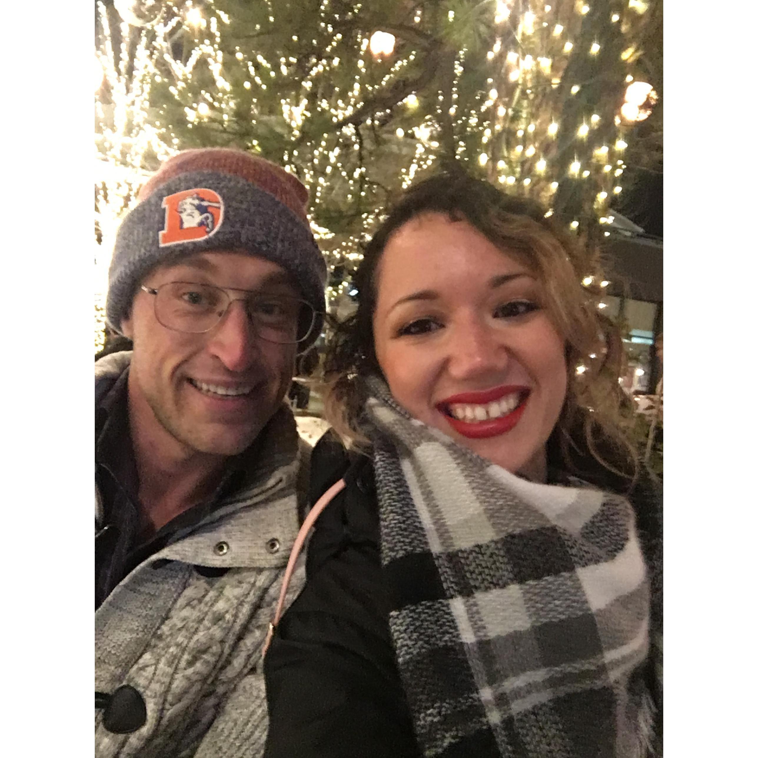 Enjoying a cold winter night and some ice skating.