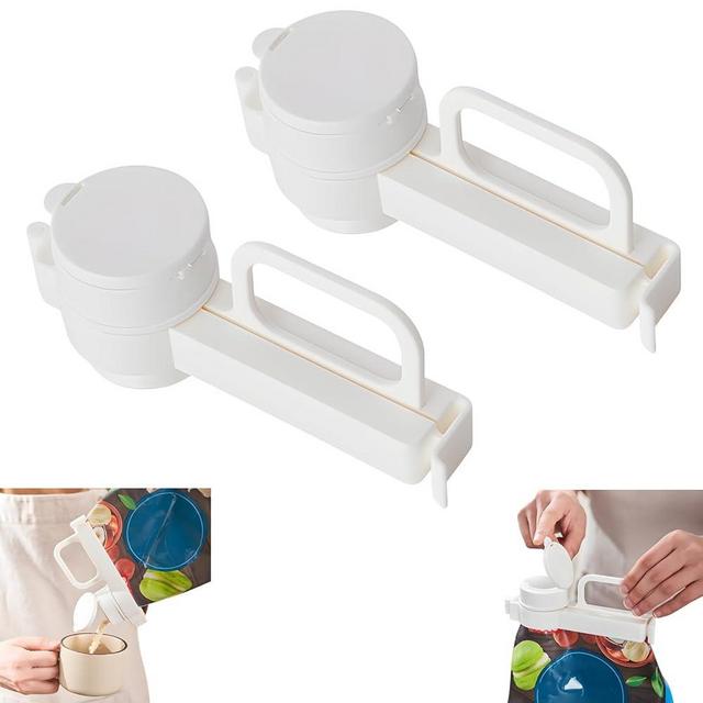 Atlodas Food Bag Sealing Clip with Pour Spout, Food Bag Clips with Pour Spouts, Great Clips Bags for Kitchen, Suitable for Small Particle Food, Liquid,Flour and Baby Food Storage Organizer (2 pcs)
