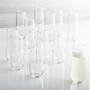 Stemless Flute Glasses 9 oz., Set of 12