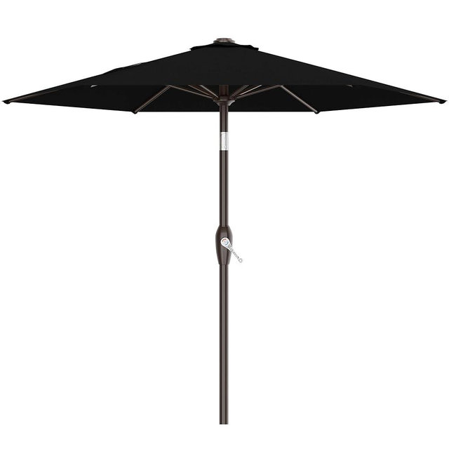AreShark 7.5FT Patio Umbrella Table Market Umbrella with 6 Sturdy Ribs, Button Tilt/Crank, Heavy-Duty Outdoor Umbrellas for Pool, Deck, Garden and Backyard, Black