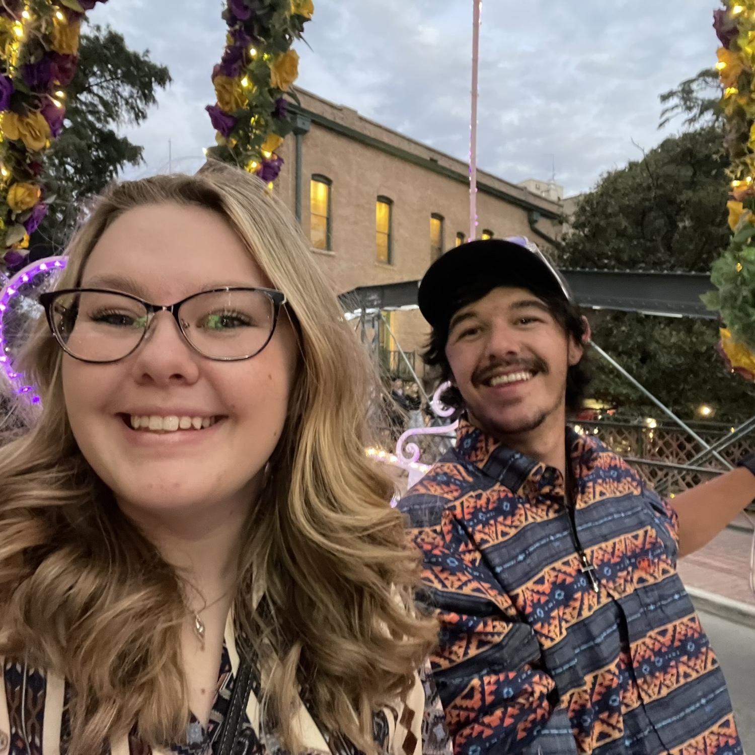 Our trip to San Antonio. This was taken during a horse carriage ride.