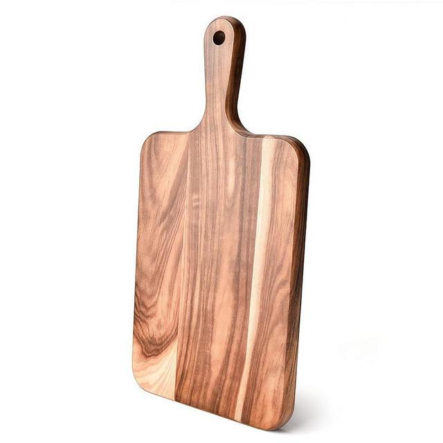 Eugelrom Acacia Wood Cutting Board with Handle - 14 x 7in, Wooden Chopping Board for Meat, Cheese, Bread, Fruits & Vegetables – Ideal Charcuterie Board & Serving Board, Durable Butcher Block