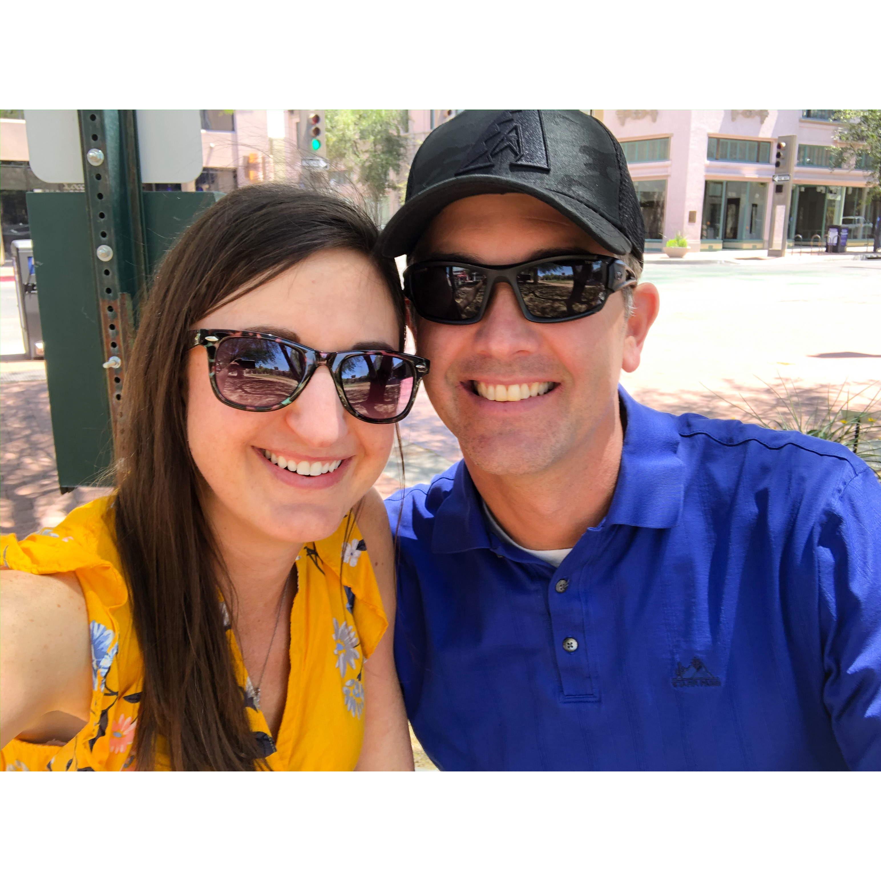 First lunch date downtown - just the two of us in the park because it was 2020!