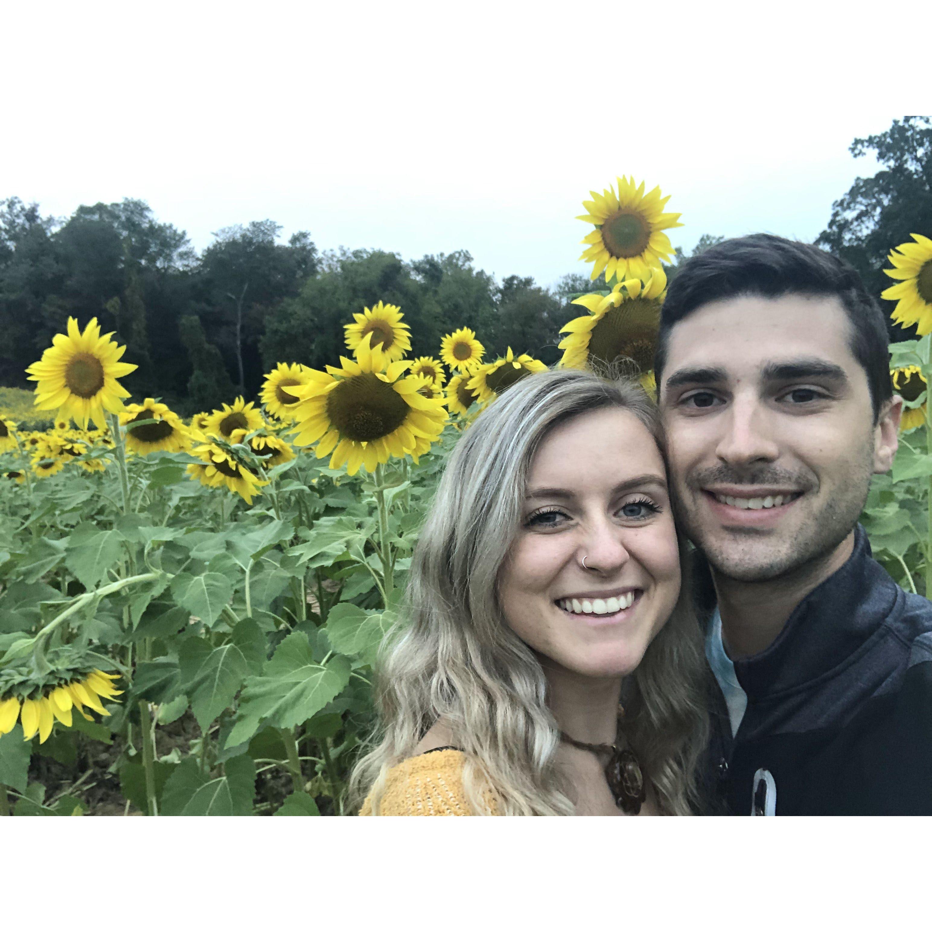 One of our many first dates at the sunflower farm