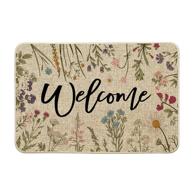 Artoid Mode Wild Flowers WelcomeSpring Doormat, Summer Home Decor Low-Profile Switch Rug Door Mat Floor Mat for Indoor Outdoor 24x35 Inch