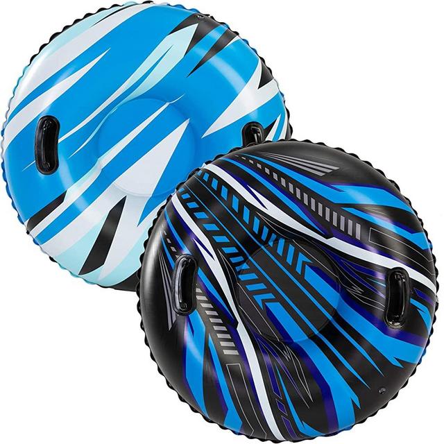 JOYIN 34" Inflatable Snow Tubes (2 Packs), Heavy-Duty Snow Tube for Sledding, Great Inflatable Snow Tubes for Winter Fun and Family Activities